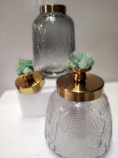 Crystal Stone Lid Glass Jar