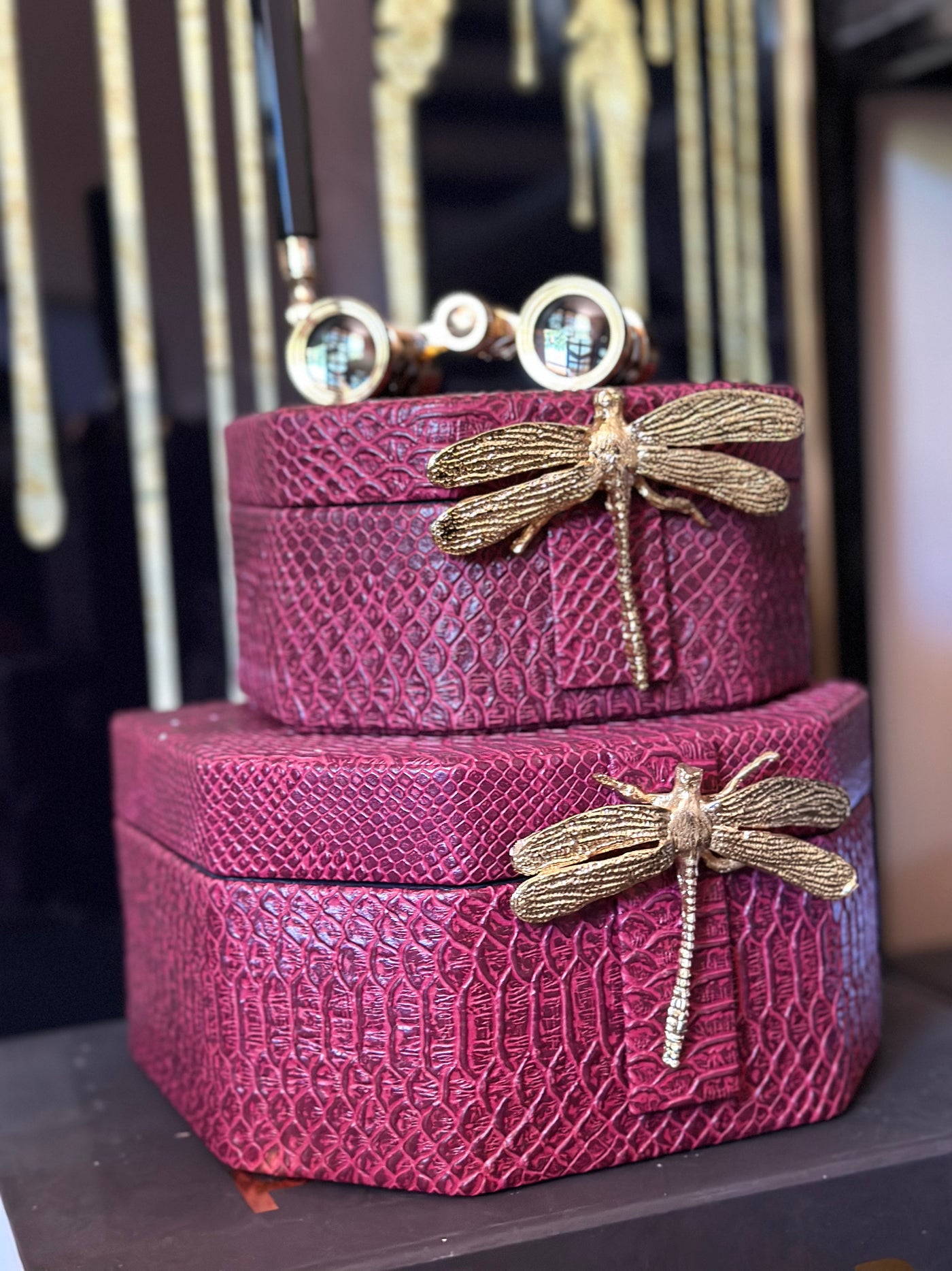 Golden Dragonfly Rustic Boxes