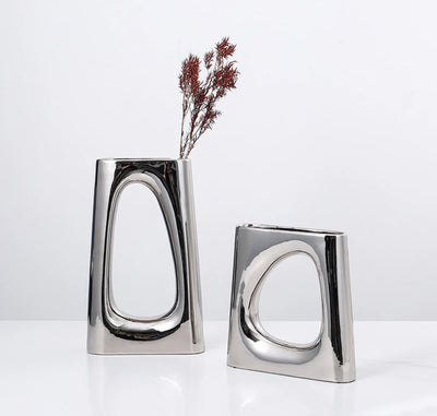 European-Style Silver Vase Set