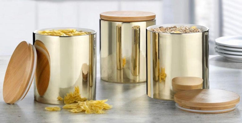 Gilded ceramic jar with Wood Lid