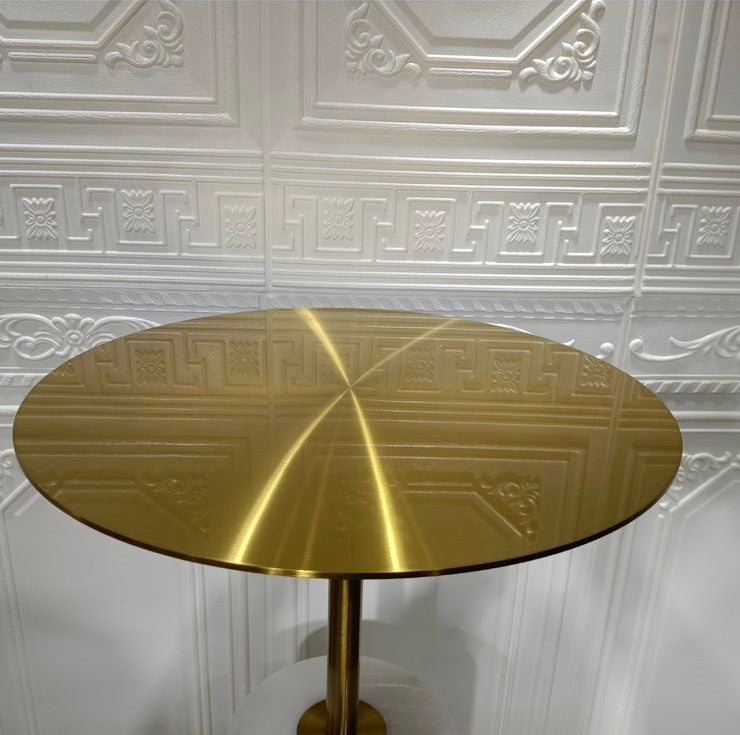 Modern Marble Side Table: Gold & White