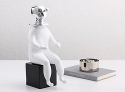 Modern Silver Head Clown Sculpture